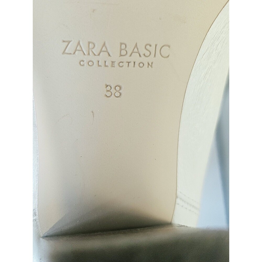 ZARA Basic Collection White Leather Ankle Bootie Pointed Toe Zip 7.5M EU38 - Picture 6 of 8